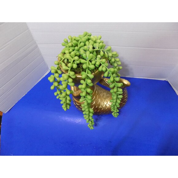 NEW Beautiful Rare Mermaid & Faux Plant Figurine Statue Coastal Nautical Decor - Picture 8 of 8